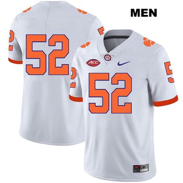 Men's Clemson Tigers #52 Tayquon Johnson Stitched White Legend Authentic Nike No Name NCAA College Football Jersey RUN4746HH